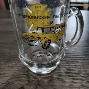 Vintage Conshohocken Fire Police Glass Mug Housing August 16 1975 PA